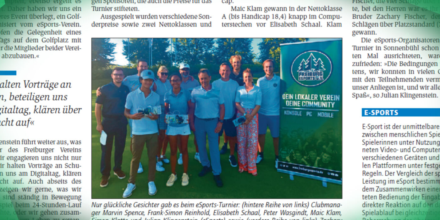 Unser Golfturnier in der Zeitung