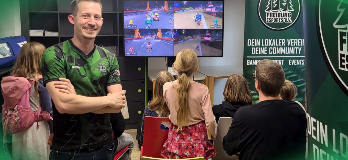 Stand von Freiburg eSports am Digitaltag in der Stadtbibliothek am Münsterplatz