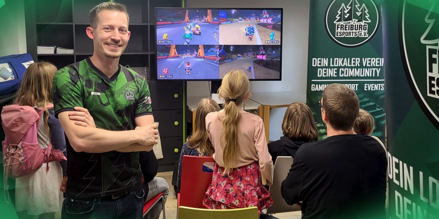 Stand von Freiburg eSports am Digitaltag in der Stadtbibliothek am Münsterplatz